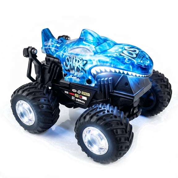 YCFUN RC Monster Truck for Boys, Shark RC Car with 360 Spins, Lights & Music, All Terrain Off Road Toy Gift for Boys & Girls Ages 3+