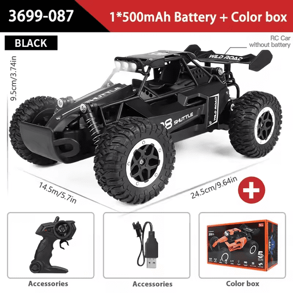RC Off-Road Car 1:16 Scale All Terrain Fast RC Car 20KM/H High Speed 2WD Electric Vehicle with 2.4G Remote Control Monster Truck