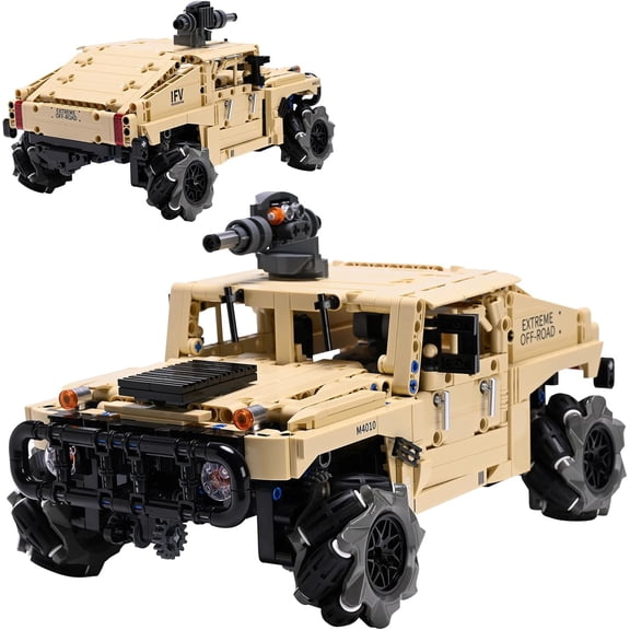 RC Off-Road Hummer Armored Technic Car Building Kit,4WD Remote Control Mecanum Wheel Vehicle,All-Directional Drifting RC Truck Technic Sets STEM Model
