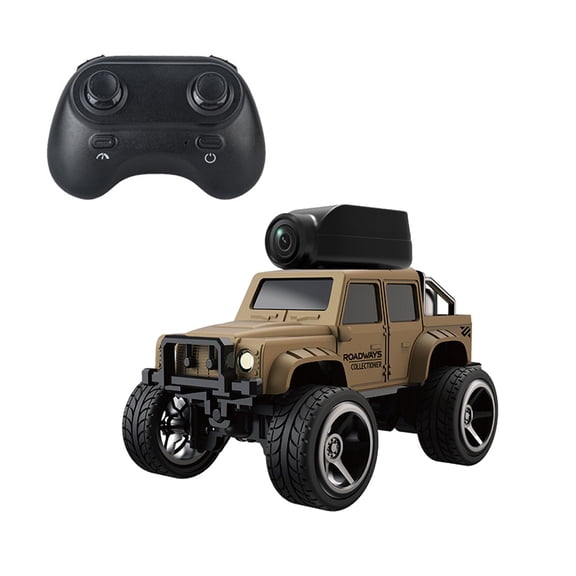 RC Off-Road Truck, 1:64 Full-Scale Die-Cast Video Car Desktop Racing 4WD Crawler Remote Control, For Indoor Racing, Outdoor Courses And Adult Hobby Display - Yellow