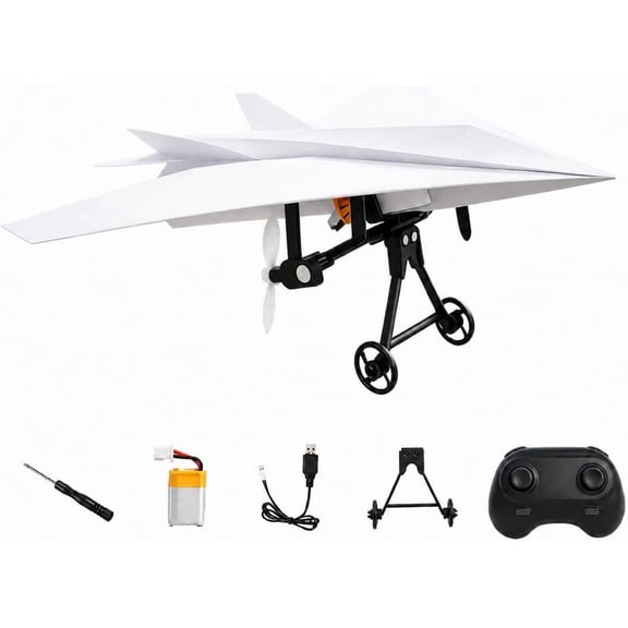 RC Paper Airplane Conversion Kit with 3 Batteries, DIY Electric Powered Plane Module, 2.4GHz Remote Control Glider with Gyro Stabilizer for Extended Flight Time Outdoor Flying