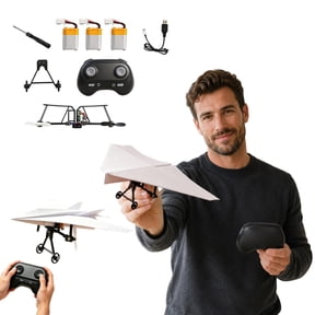 RC Paper Airplane Kit, DIY Electric Paper Airplane Motor with Gyro Stabilizer, 2.4GHz Remote Control Foldable Micro Fixed Wing Drone STEM Toy