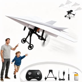 RC Paper Airplane Kit, DIY Electric Remote Control Plane with Gyro Stabilizer, 2.4GHz Foldable Glider for Outdoor Flying and Hobbyists
