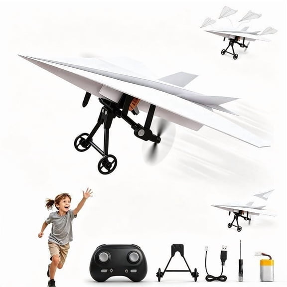 RC Paper Airplane Kit, DIY Electric Remote Control Plane with Gyro Stabilizer and Dual Propellers, 2.4GHz Foldable Glider for Hobbyists