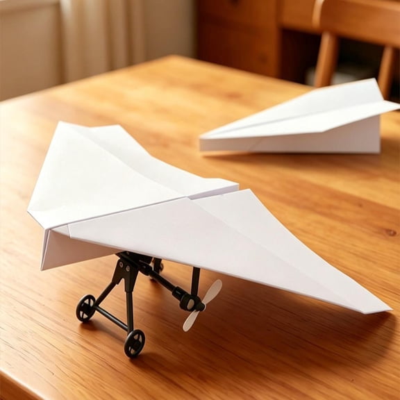 RC Paper Airplane Kit, DIY Electric Remote Control Plane with Gyro Stabilizer and Dual Propellers, Lightweight Flying Toy