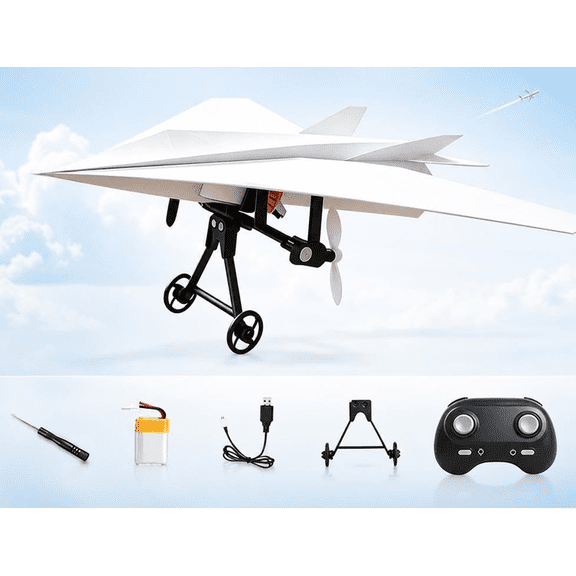 RC Paper Airplane Kit, DIY Remote Control Airplane,DIY Electric Remote | Control Plane with Dual Propellers, Super Easy Fly Toy for Kids, for Hobbyists, Pilots, Tinkerers.