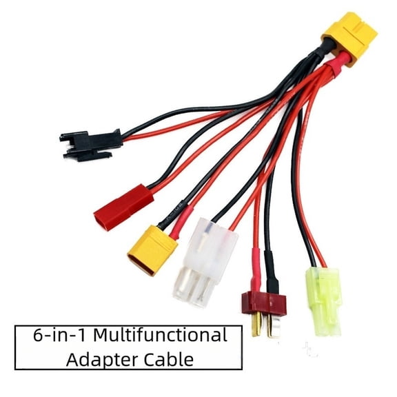 RC Parallel Charging Board with 6 Ports, Multi-Adapter Harness for XT60, T-Connector, SM2P & for TAMIYA, 1-to-6 Splitter Cable for RC Car Aircraft Models