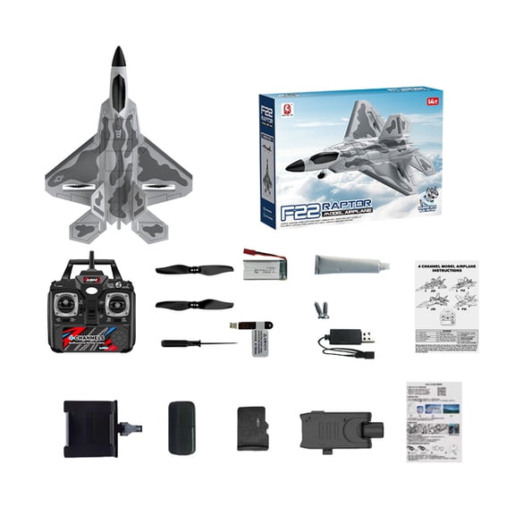 RC Plane 4 Channel Brushless F22 Raptor RC Jet, 2.4GHz Remote Control Airplane, Dual Brushless Motors, LED Lights, EPP Foam Aerobatic Glider for Adults, Aerial Photography Version