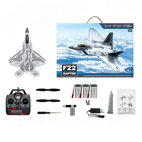 RC Plane for Adults, 4-Channel RC F22 Fighter Jet, 2.4GHz Remote Control Airplane, EPP Foam Glider Model with 6G/3D Stunt Modes, Optional 1080P Camera for Aerial Photography (with 3 Battery)