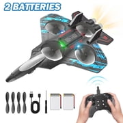 RC Plane 2.4GHZ Radio Control Helicopter 360°Flip Jet Fighter Foam Remote Control Airplane with LED Lights RC Toy Gift for Kids, Spinning Helicopter, 2 batteries