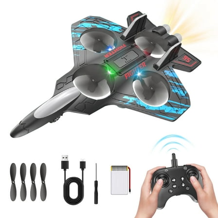 RC Plane 2.4GHZ Radio Control Helicopter 360°Flip Jet Fighter Foam Remote Control Airplane with LED Lights RC Toy Gift for Kids, Spinning Helicopter