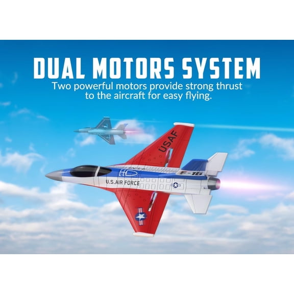 RC Plane F-16 Fighting Falcon - 2.4Ghz 2CH Remote Control Airplane  Fighter Ready to Fly with Cool Lights, for Beginners,Adults (762-4)