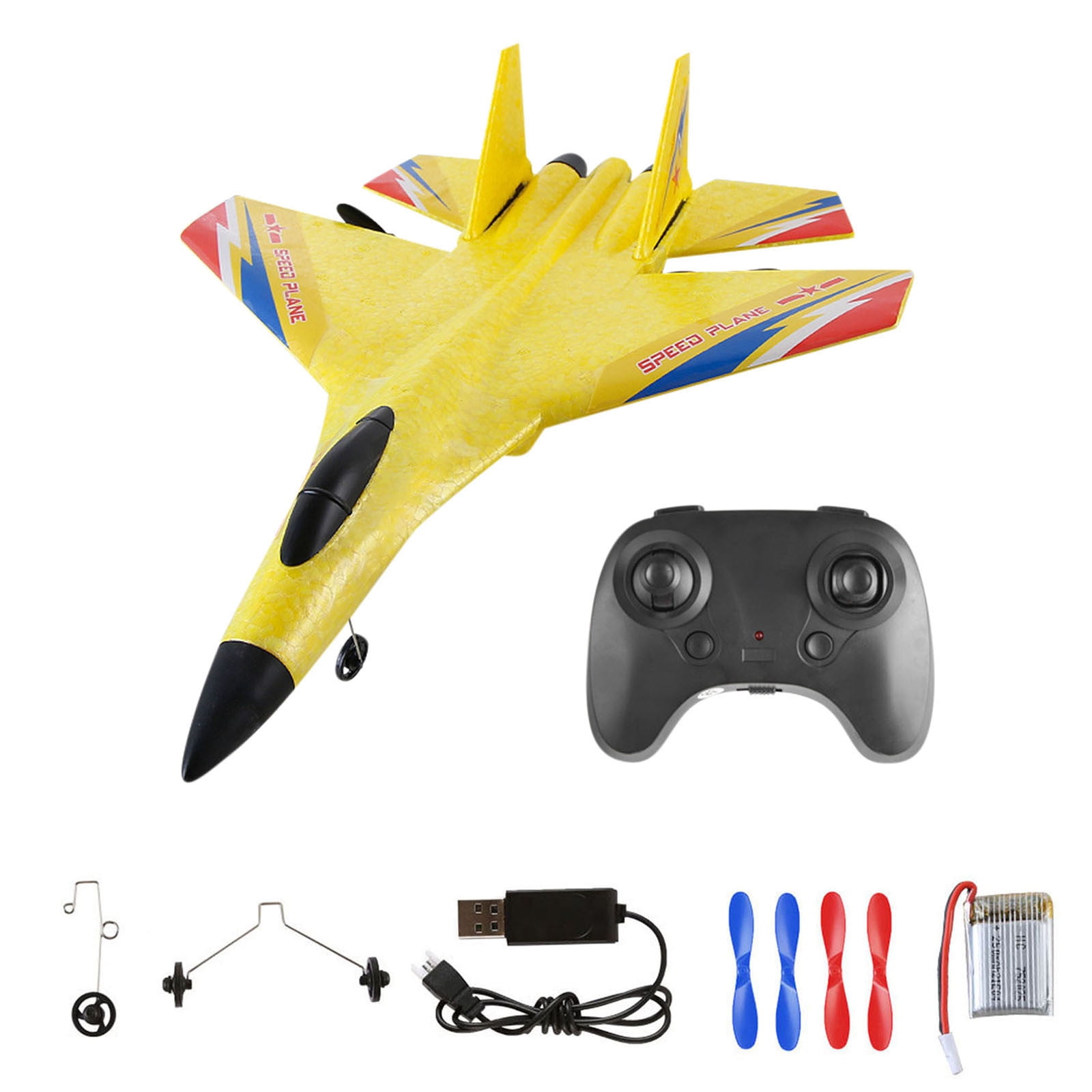 RC Plane Model SU-27 Foam Aircraft Glider2.4 Ghz 6-Axis Gyro Remote Control Airplane Rc Airplane for Beginners Family Toys for Outdoor Activities (Yellow)