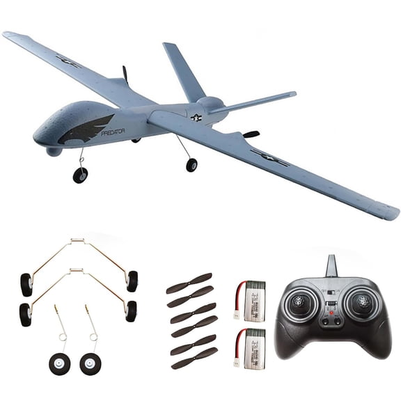 RC Plane Remote Control Airplane - 2.4Ghz 2 Channels DIY RC Predator Aircraft with 3-Axis Gyro for Beginner RC Plane with 2 Batteries, Wingspan 660mm