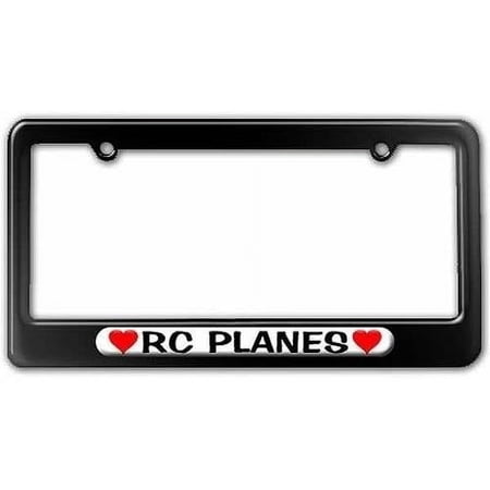 RC Planes Love with Hearts License Plate Tag Frame, Multiple Colors