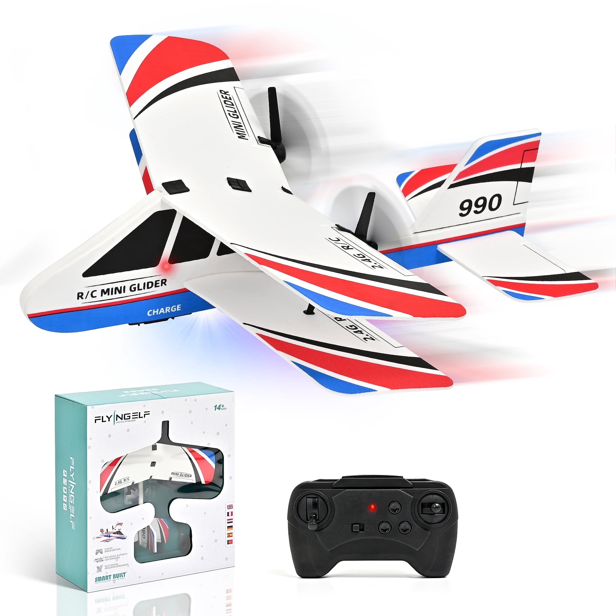 RC Planes for Kids - Remote Control Airplanes for Beginners, Indoor Outdoor with LED Light & Gyro, 2.4GHz Easy to Fly RC Airplane for Kids