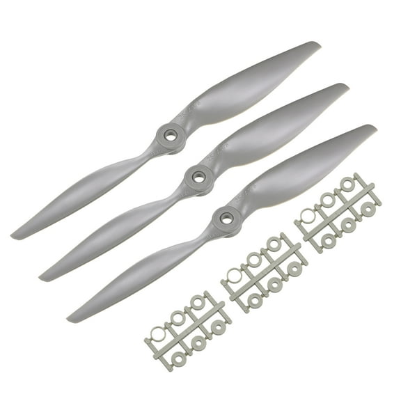 RC Propellers CW 10x7 Inches 2-Vane for Airplane Nylon Gray 3Pcs with Adapter Rings