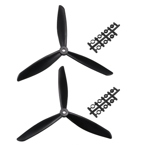 RC Propellers CW CCW 8045 8x4.5 Inch 3-Vane Fixed-Wing for Airplane Toy, Nylon Black 1 Pair with Adapter Ring