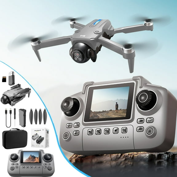RC Quadcopter with 1080P Screen Remote - Brushless Motor, Cool Lights, Storage Card & Reader, Altitude Hold & Obstacle Avoidance, Kids & Adults Toy