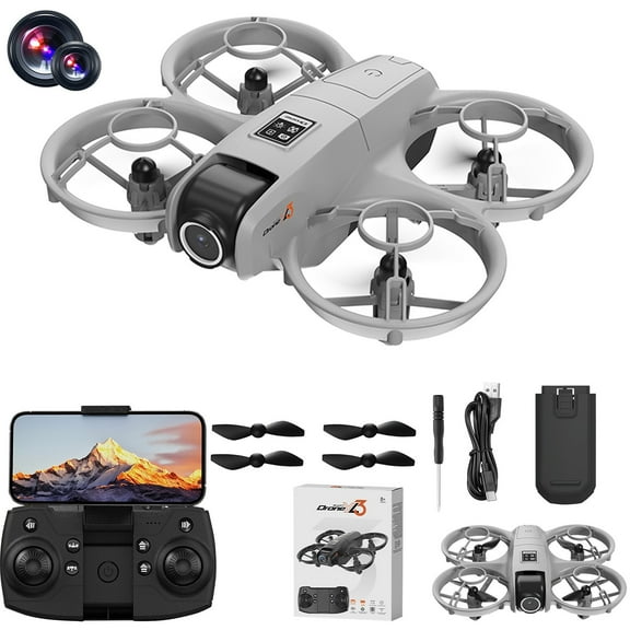 RC Quadcopter with 720P HD Camera, Drone with Camera and Cool LED Lights, Remote Control with Altitude Hold & Headless Mode for Boys' Outdoor Funs