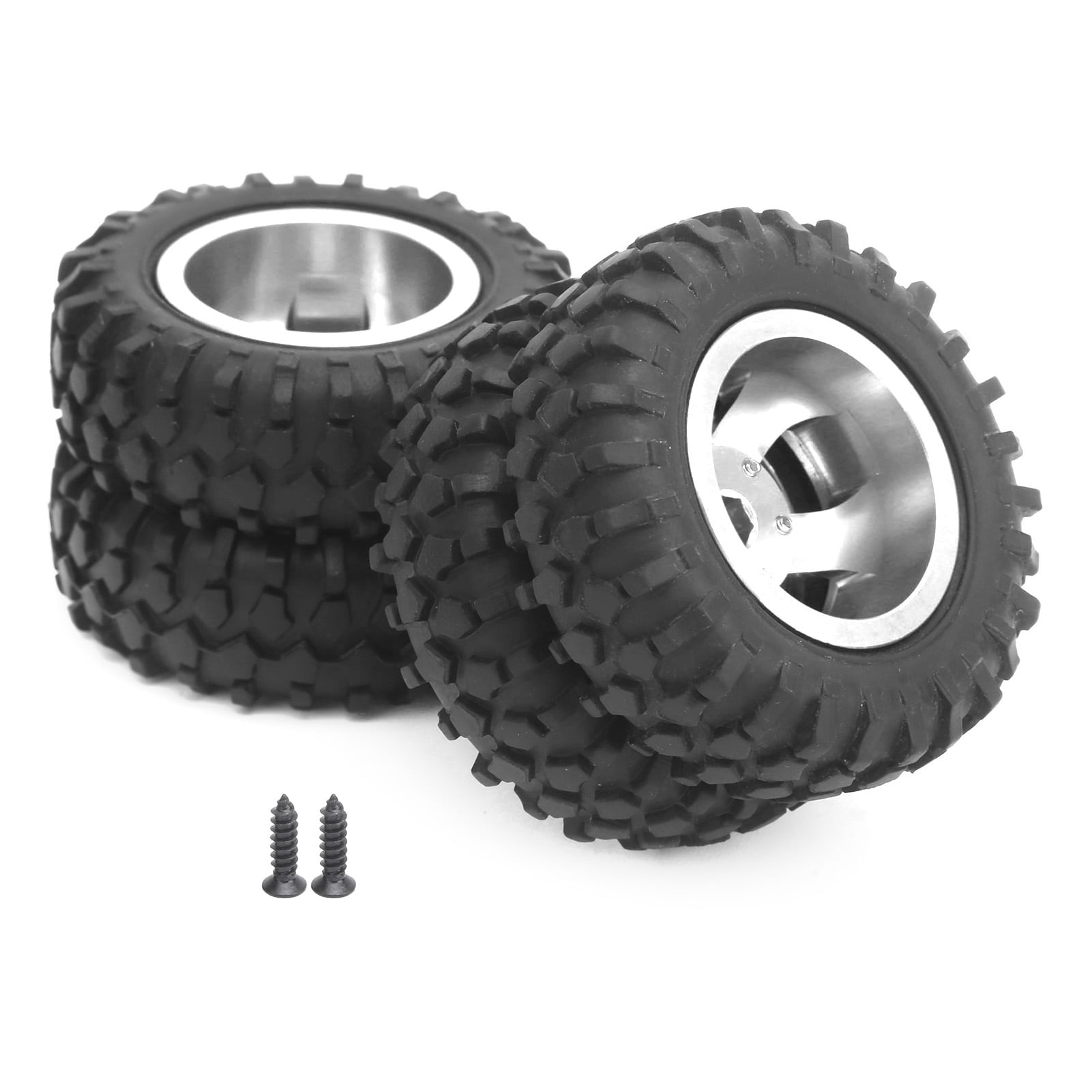 Uxcell 4-Pair RC Car Tires & Wheels For 1/10 Scale On-Road Touring - Soft Rubber, 12mm Hex Hubs, 70mm Diameter
