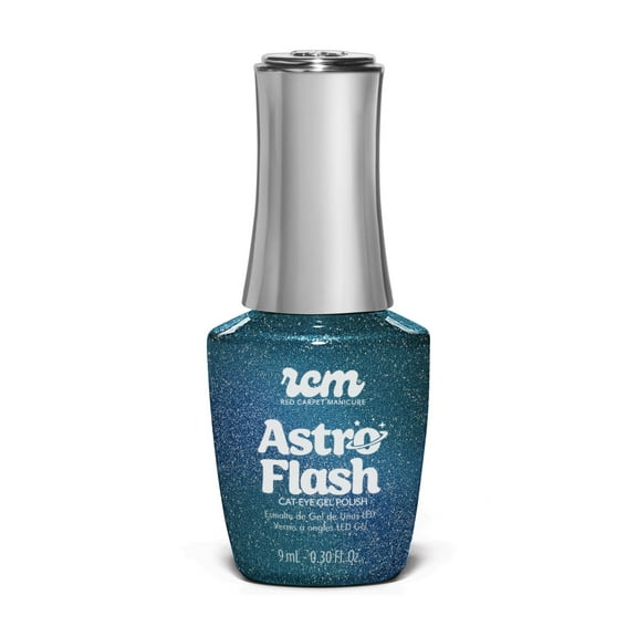 Red Carpet Manicure F&P Astro Flash Cat-Eye Reflective Glitter Gel Polish, Magnetic Nail Art Effect, Includes Dual-Ended Magnet, Long-Lasting, High-Shine Gel (Rock-et My World, 0.3 Fl Oz)