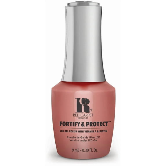 Red Carpet Manicure Fortify & Protect Dusty Coral Crème Gel Polish for Strong, Healthy Nails - Infused with Vitamin A & Biotin - (Color Me Fabulous) Led Nail Gel Color, 0.3 Fl Oz