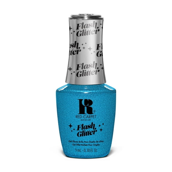 Red Carpet Manicure Fortify & Protect Glitter Gel Polish - Sparkling Photo Flare Effect, Strong, Healthy Nails, Infused with Vitamin A & Biotin Led Nail Gel Color (Bejeweled in Blue, 0.3 Fl Oz)