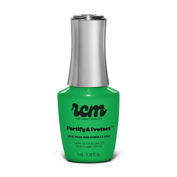 Red Carpet Manicure Fortify & Protect Green Crème Gel Polish for Strong, Healthy Nails - Infused with Vitamin A & Biotin - (Envy Of The Town) Led Nail Gel Color, 0.3 Fl Oz