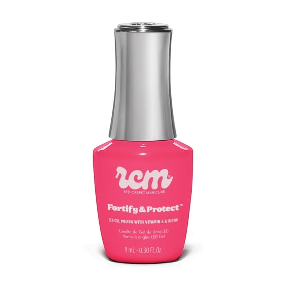 Red Carpet Manicure Fortify & Protect LED Nail Gel Polish – Vitamin A & Biotin-Infused Soak Off Gel, Stronger, Longer, High Shine, Chip-Free Wear Up to 21 Days (Bite Size, 0.3 Fl Oz)