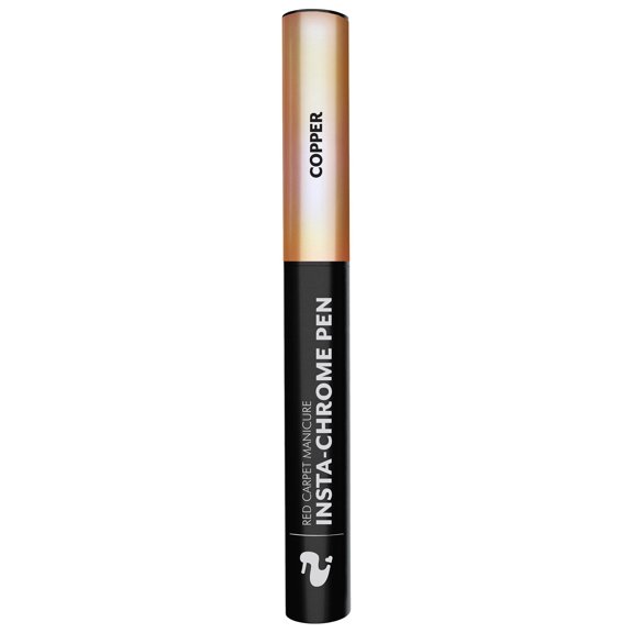 Red Carpet Manicure Insta-Chrome Pen - Fast & Easy Glossy Finish for Nails, No Mess, LED Cured, Multi-Dimensional Shades, High Shine, Instant Mirrored Effect (Copper Chrome, 0.5g)