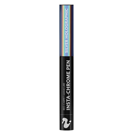 Red Carpet Manicure Insta-Chrome Pens - Fast & Easy Chrome Finish for Nails, No Mess, LED Cured, Multi-Dimensional Shades, High Shine, Instant Chrome Effect (Silver Holographic, 0.5g)