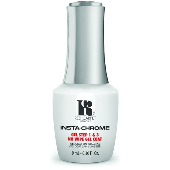 Red Carpet Manicure Insta-Chrome Pens - Fast & Easy Chrome Finish for Nails, No Mess, LED Cured, Multi-Dimensional Shades, High Shine, Instant Chrome Effect (Step 1 & 3 No Wipe Gel Coat, 0.3 Fl O