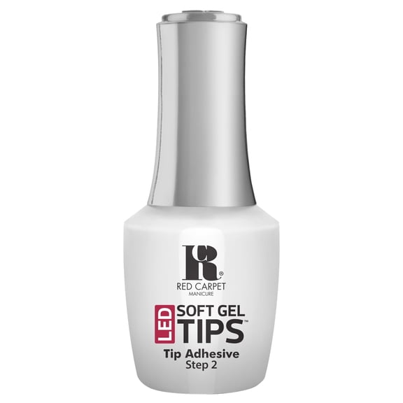 Red Carpet Manicure LED Soft Gel Tip Adhesive, 0.3 fl oz - Non-Damaging, Bubble-Free for Maximum Adhesion & Long-Lasting, Quick Cure for Soft Gel Tips. Ideal for DIY Manicures & Salon-Quality Nail