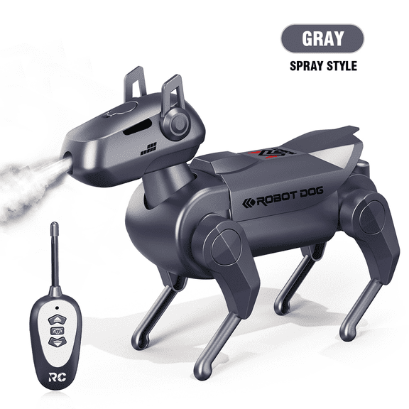 RC Robot Dog Building Set, DIY Electric Robot Toys with Spray for Adults & Kids Christmas Birthday Gifts-Gray