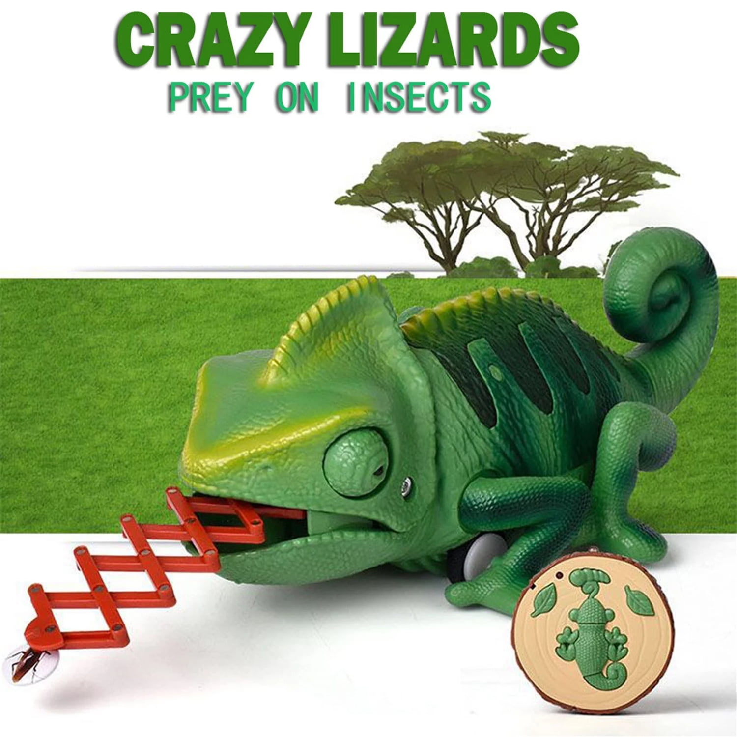 RC Robot Lizard Toys With Led Light Up & Catch Treats Electronic
