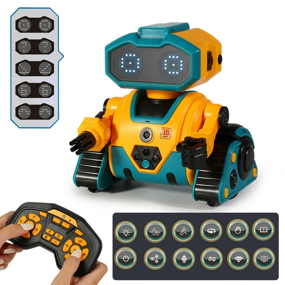 RC Robot Toy, Gesture & Remote Control Programmable Dancing Robot with LED Lights, Rechargeable Singing Smart Toy, STEM Educational Gift for Boys Girls Ages 3-12