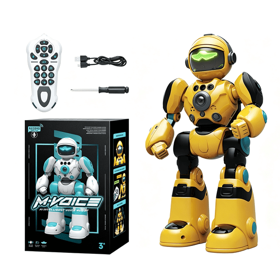 RC Robot Toys for Kids Gesture & Sensing Programmable Remote Control Smart Robot for Age 3 4 5 6 7 8 Year Old Boys Girls Birthday Gift Present-Yellow