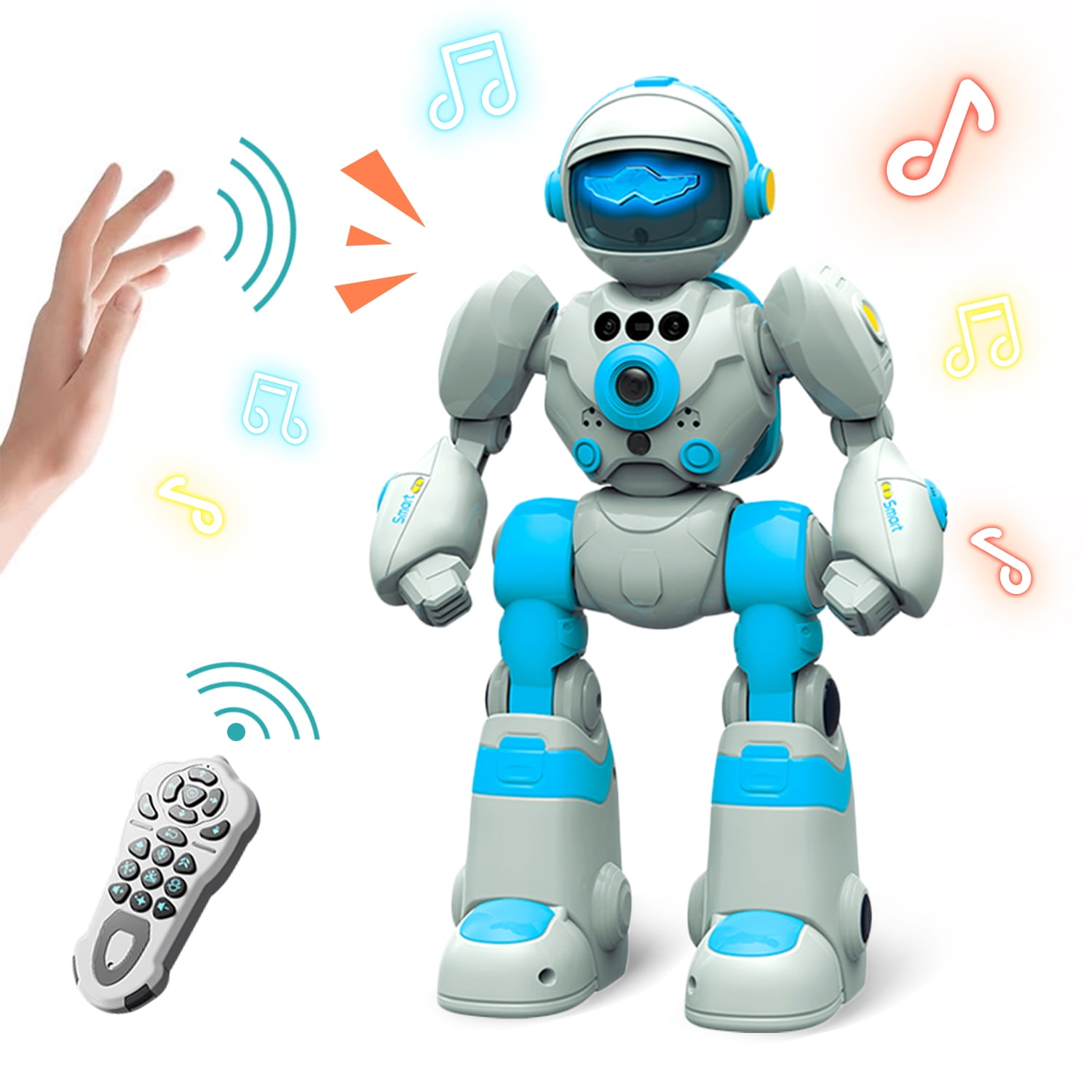 RC Robot Toys for Kids with Unique Voice, Gesture Control Interactive Robotic for Age 3+ Gifts(Gray)