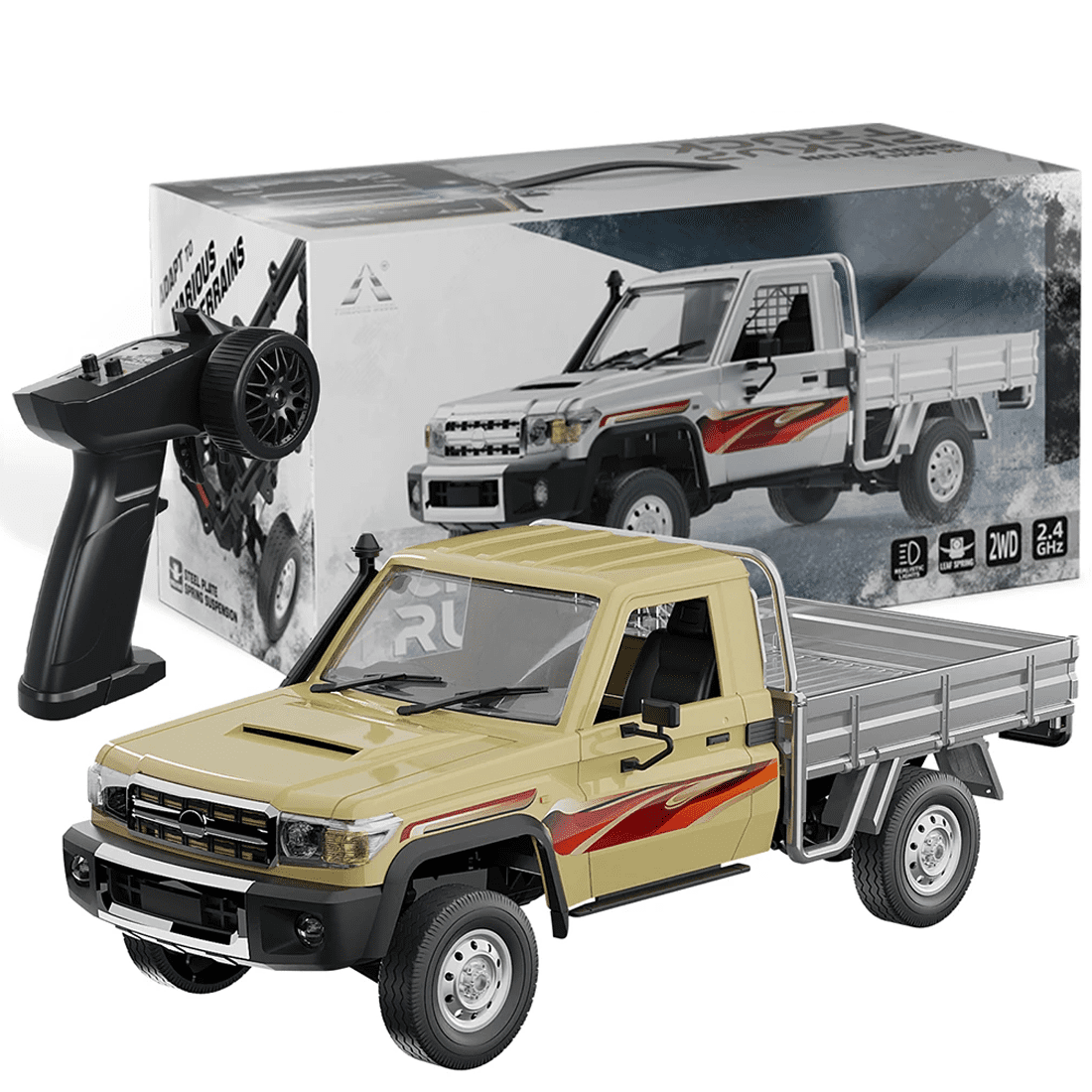 RC Rock Crawler Model, 2.4GHz All-Terrain 15KM/H Remote Control Pickup Car with LED Lights, 1:14 Scale Off-Road Truck for Adults