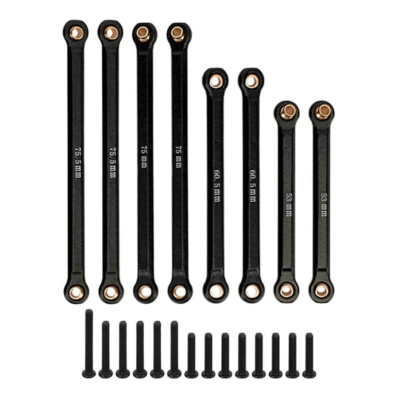 RC Rod Linkage Kit CNC Aluminum Alloy Lightweight RC Suspension Links Set for 1/18 RC Car Black
