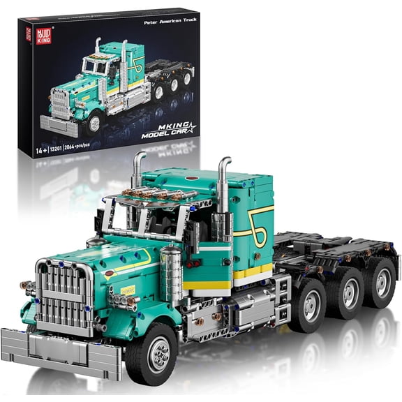 RC Semi Truck Toys Building Sets, Truck Toy, 13201 Realistic Tractor Model with Motor, Heavy Equipment Transporter Build and Display Blocks Kits (2064 Pieces)