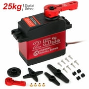 RC Servo 25kg Full Metal Digital Gear High Torque W/ Waterproof for RC Cars Crawler Rob, Red