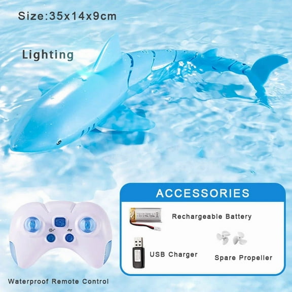 RC Shark Whale Spray Water Toy - Electric Remote Controlled Boat Ship Submarine for Kids - Birthday & Christmas Gifts