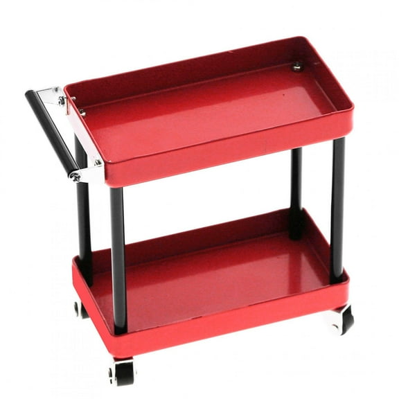 RC Simulation Tool Storage Rack RC Tools Repair Trolley 2-Tier Tray Holder Compatible With 1/8 1/10 1/12 1/16 Scale Model, 3.4x1.7x3.3in