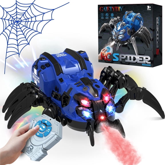 RC Spider Robot Toy with 2.4GHz Remote, Lights, Music & Spray - Realistic Spider Gift for Kids, Perfect for Holidays, Parties & Pranks