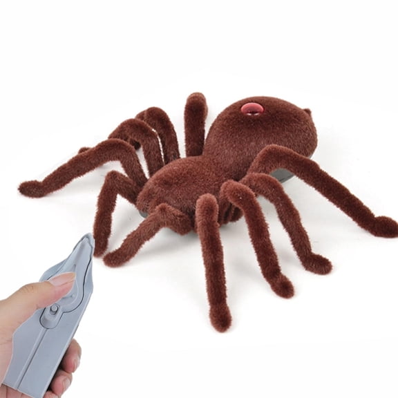 RC Spider Toy Remote Control Realistic Crawling Animal with Glowing Eyes, Infrared Simulation Model for Prank and Party Gag Gift, Brown