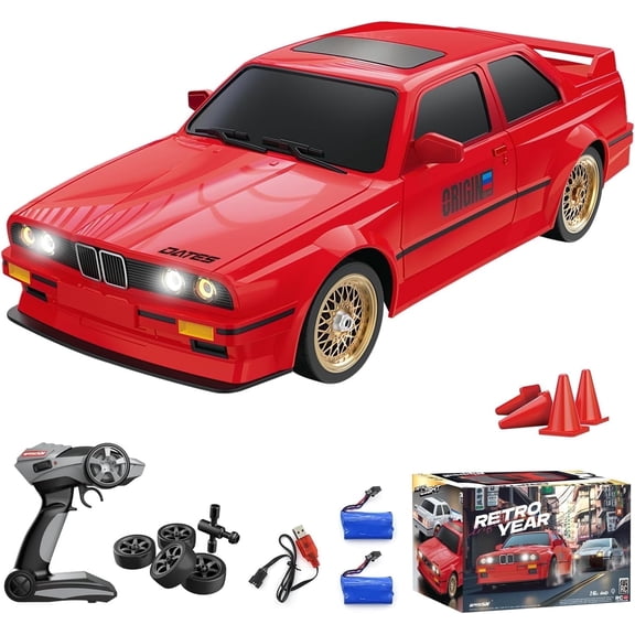 Mostop Red RC Drift Car , 1:16 Scale 2.4Ghz 4WD High Speed Model Toy,Remote Control Vehicle Sport Toy,30KM/H with Led Lights, Gifts for Boys