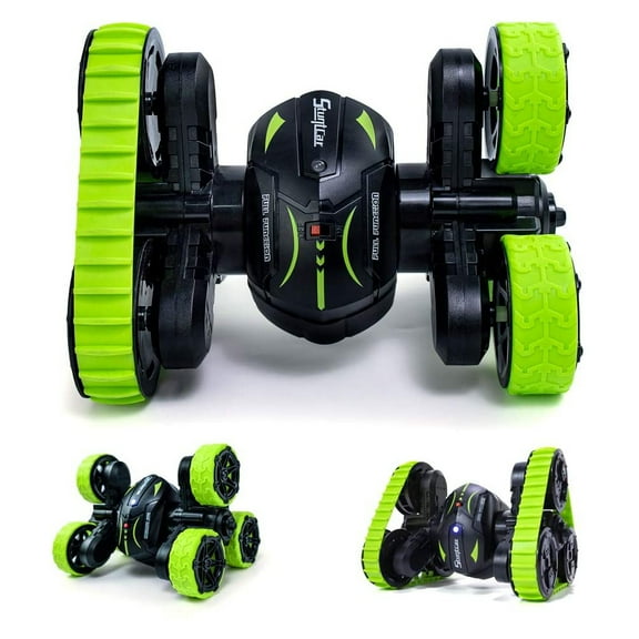 RC Stunt Car 360 Degree, 3 + 3 Wheel Rotation Triangle High Speed Car Double Side Car