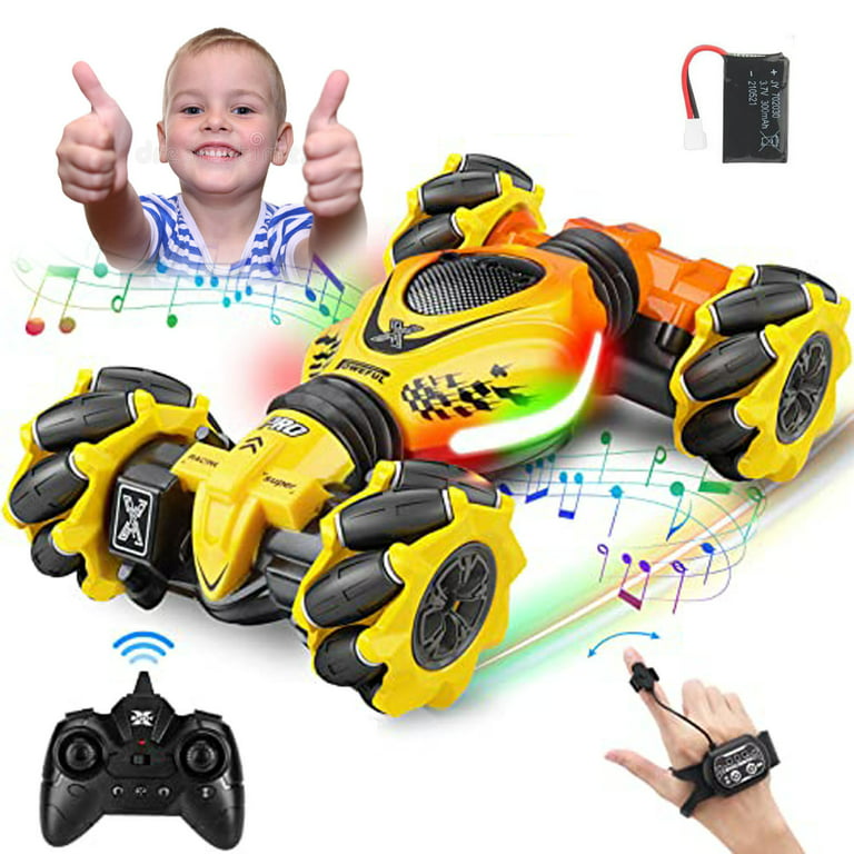 RC Stunt Car Gesture Sensing, with Light & Music for Boys Watch Hand Remote  Control Car, Rotating Off-Road Vehicle 360° Flips with 2 Batteries, Boy's  Birthday Gift 